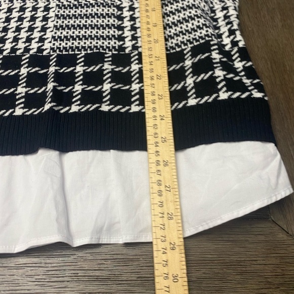 Isaac Mizrahi Live! Layered Jacquard Pullover Sweater Black/white 2X - Picture 5 of 7